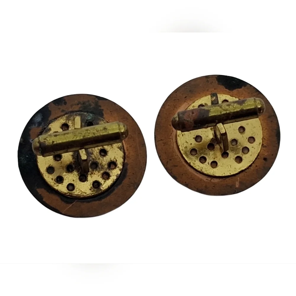 Vintage Mid-Century Modern Enamel on Copper Confetti Cufflinks - Abstract Art
